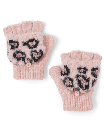 Girls Leopard Pop Top Gloves