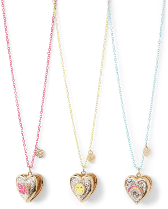 Girls Rainbow BFF Locket Necklace 3-Pack | The Children's Place - MULTI CLR