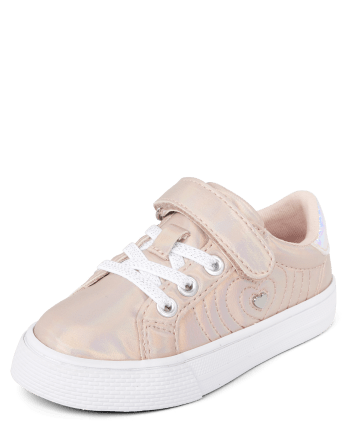 Toddler Girls Metallic Heart Faux Leather Low Top Sneakers | The ...
