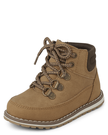 Toddler Boys Lace Up Faux Leather Hi Top Boots TAN The Children s Place