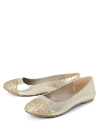 Girls Metallic Glitter Ballet Flats