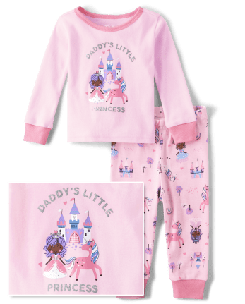 Baby And Toddler Girls Glitter Princess Snug Fit Cotton Pajamas