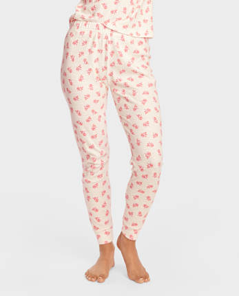 Pantalones de pijama térmicos florales para mujer