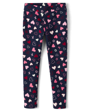 Girls Heart Print Ponte Knit Jeggings