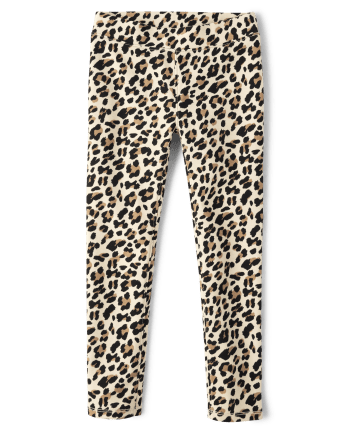 Girls Leopard Print Ponte Knit Jeggings