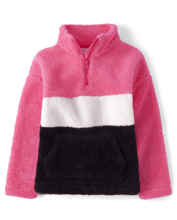 Girls Colorblock Sherpa Half-Zip Pullover