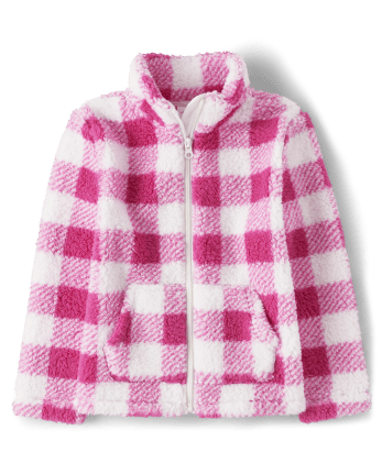 Girls Print Sherpa Zip-Up Jacket