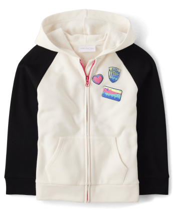 Girls white sales zip hoodie