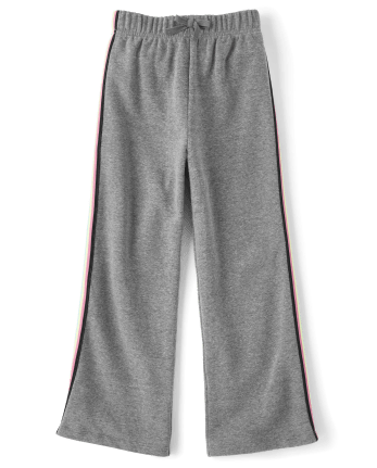 Girls Active Rainbow French Terry Knit Wide Leg Sweatpants