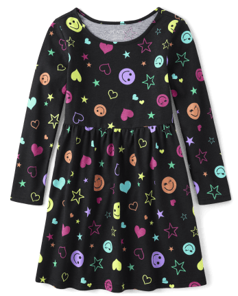 Vestido diario para niñas con icono de arcoíris