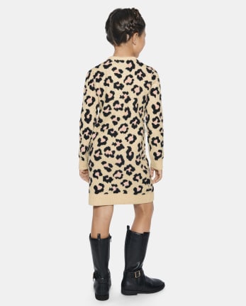 Vestido suéter de leopardo para niñas