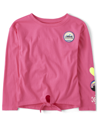 Girls Graphic Boxy Tie-Front Top