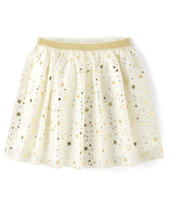 Girls Foil Star Mesh Skirt