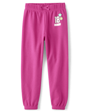 Girls Active Graphic French Terry Knit Jogger Pants