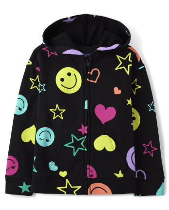 Girls Rainbow Icon French Terry Zip-Up Hoodie