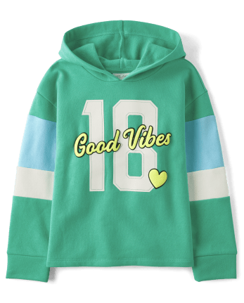 Girls Good Vibes French Terry Boxy Hoodie