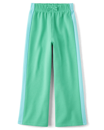 Girls Active Colorblock French Terry Knit Wide Leg Sweatpants | The ...