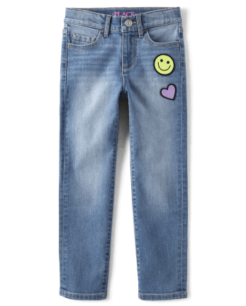 Girls Icon Patch Straight Jeans