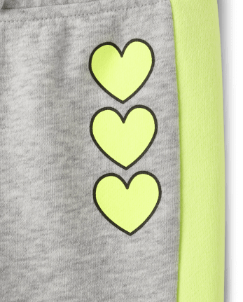 Pantalones jogger de rizo francés con corazón para niñas