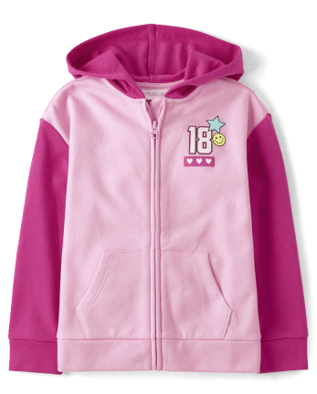 Girls Graphic French Terry Zip-Up Hoodie