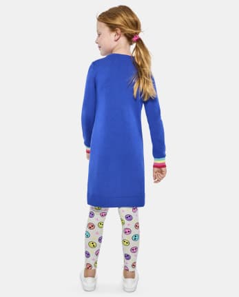 Girls Rainbow Star Sweater Dress