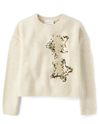 Sequin star sweater top
