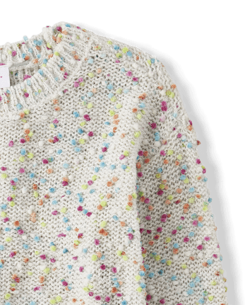 Girls Rainbow Pom Pom Sweater