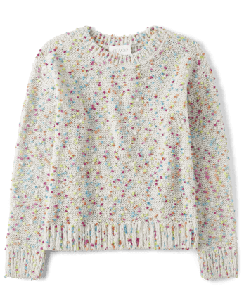 Girls Rainbow Pom Pom Sweater