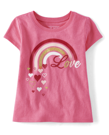 Baby And Toddler Girls Love Rainbow Graphic Tee