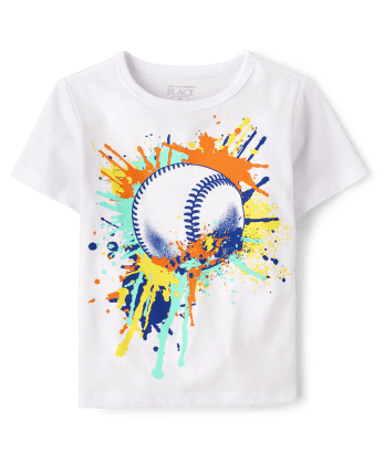 Baby And Toddler Boys Baseball Paint Splatter Graphic Tee