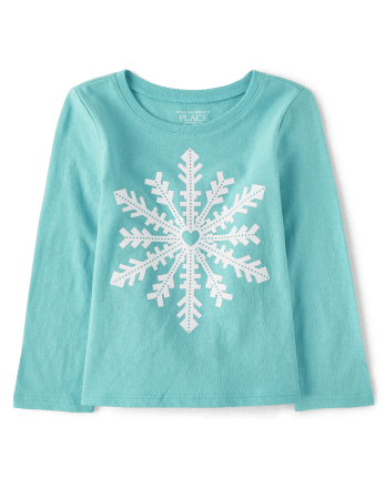Camiseta con estampado de copo de nieve para bebés y niñas pequeñas