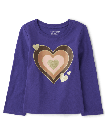 Baby And Toddler Girls Hearts Graphic Tee