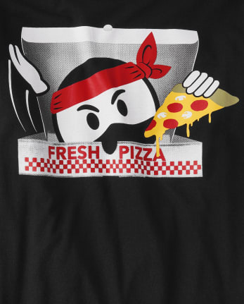 Boys Long Sleeve Ninja Pizza Graphic Tee