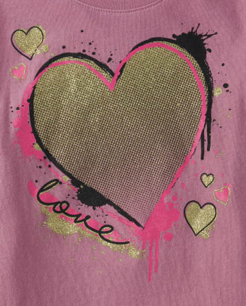 Camiseta con estampado de corazón de amor para niñas