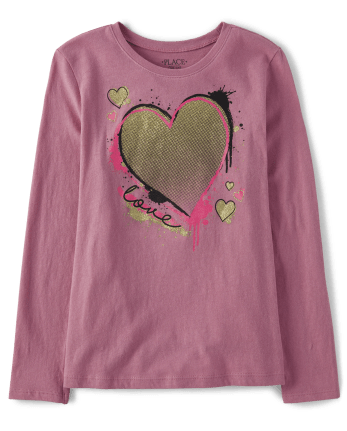 Camiseta con estampado de corazón de amor para niñas