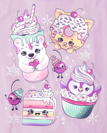 Girls Animal Winter Treats Graphic Tee