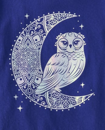 Girls Owl Moon Graphic Tee