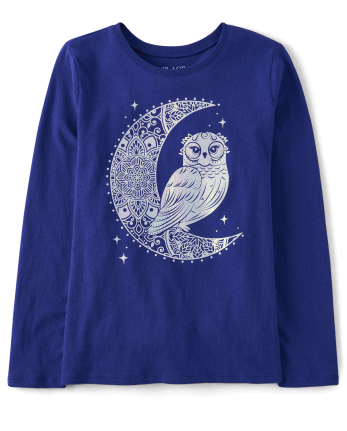 Girls Owl Moon Graphic Tee