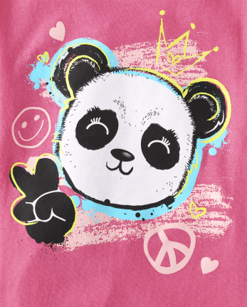 Girls Panda Doodle Graphic Tee