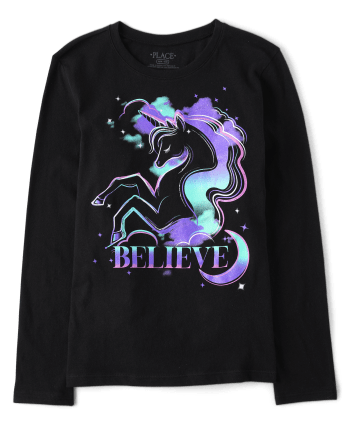 Girls Believe Unicorn Graphic Tee