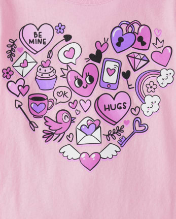 Girls Valentine's Day Heart Icon Graphic Tee
