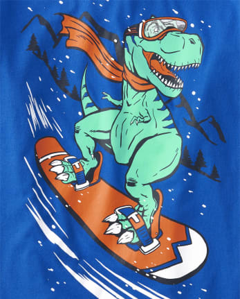 Camiseta con estampado de dinosaurio de invierno para niños