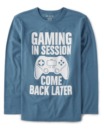 Boys Long Sleeve Video Game Graphic Tee | The Children's Place - BLUESTONE