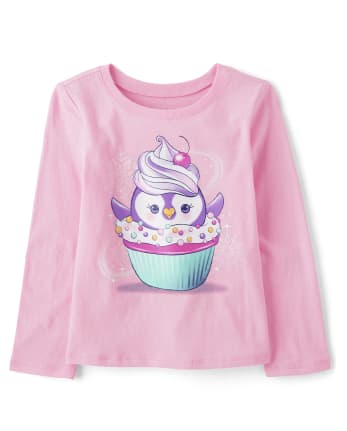 Baby And Toddler Girls Penguin Cupcake Graphic Tee