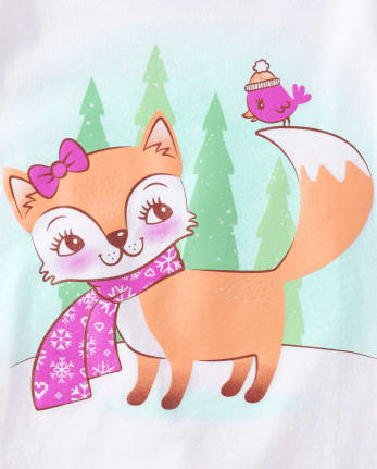 Baby And Toddler Girls Winter Fox Graphic Tee