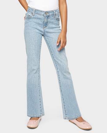 Girls white bootcut jeans clearance