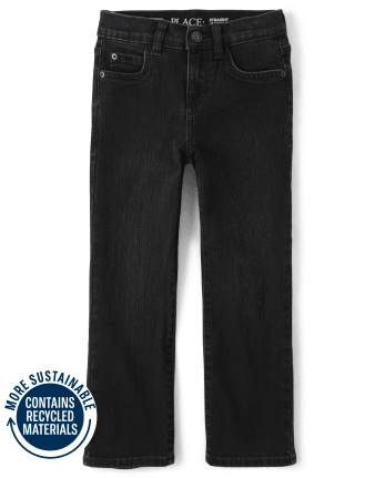 Boys Basic Stretch Straight Jeans | The Children's Place - JET BLACK WASH