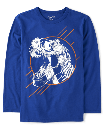 Camiseta con estampado de cabeza de dinosaurio para niños