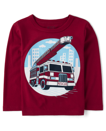 Baby And Toddler Boys Fire Truck Graphic Tee