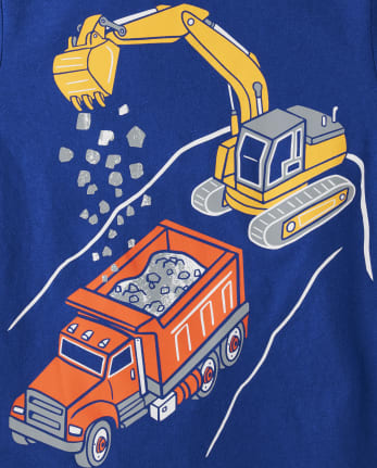 Camiseta con gráfico de vehículos de construcción para bebés y niños pequeños